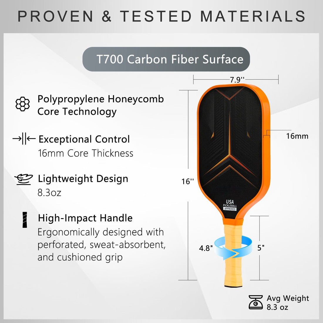 Unsrl Original Paddle (16mm) T700 Sandblasted Carbon Fiber-Radial Patterns